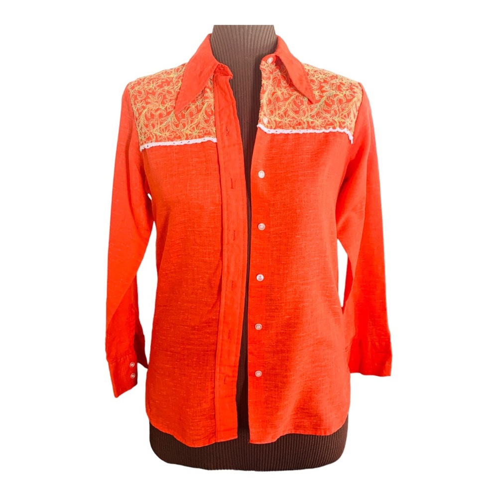 MAVERICK Vintage Women’s Western Shirt Sz 36 (M) - Wing Collar, Embroidered Yoke